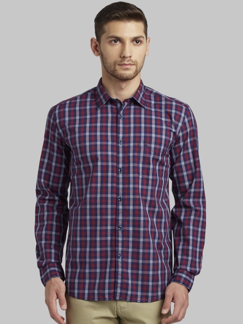 

Parx Men Blue & Red Slim Fit Checked Casual Shirt