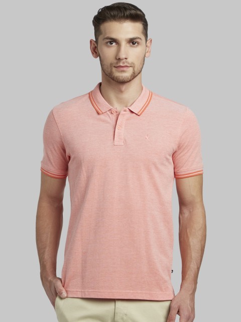 

Parx Men Orange Solid Polo Collar T-shirt