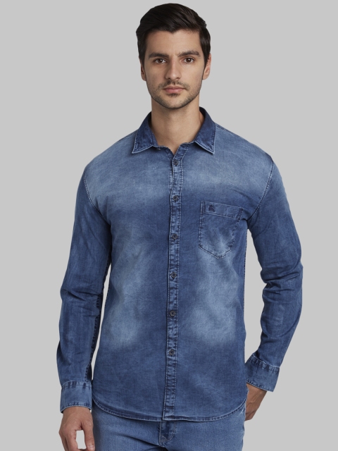 

Parx Men Blue Slim Fit Faded Casual Denim Shirt
