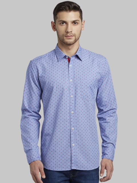 

Parx Men Blue Slim Fit Printed Casual Shirt
