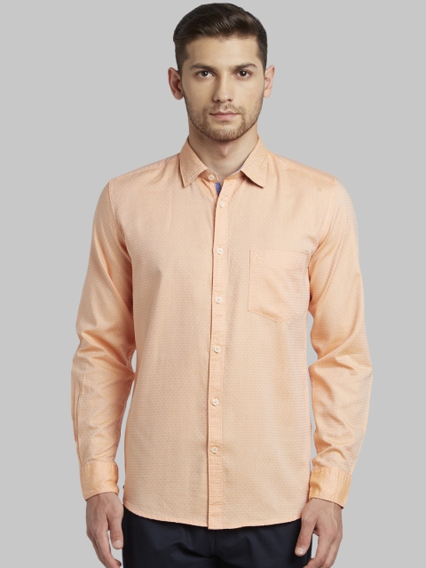 

Parx Men Orange Slim Fit Self Design Casual Shirt