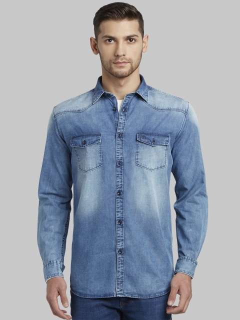 

Parx Men Blue Slim Fit Faded Casual Denim Shirt