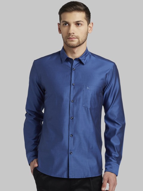 

Parx Men Blue Slim Fit Solid Party Shirt