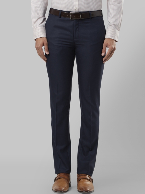 

Raymond Men Blue Slim Fit Solid Formal Trousers