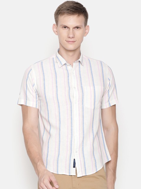 

Linen Club Men Multicoloured Regular Fit Striped Casual Shirt, Multi
