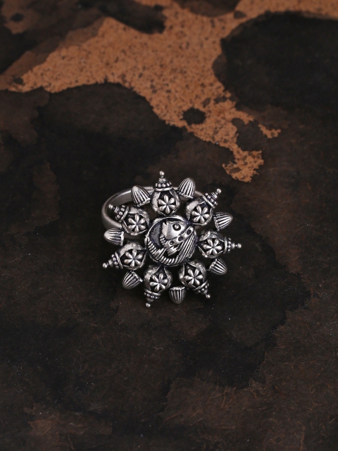 

Studio Voylla Women Oxidised Silver-Plated Adjustable Finger Ring