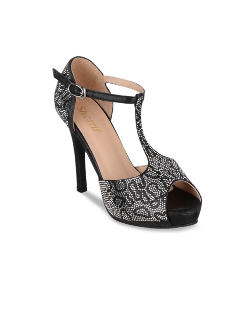 

Sherrif Shoes Women Black Embellished Peep Toes