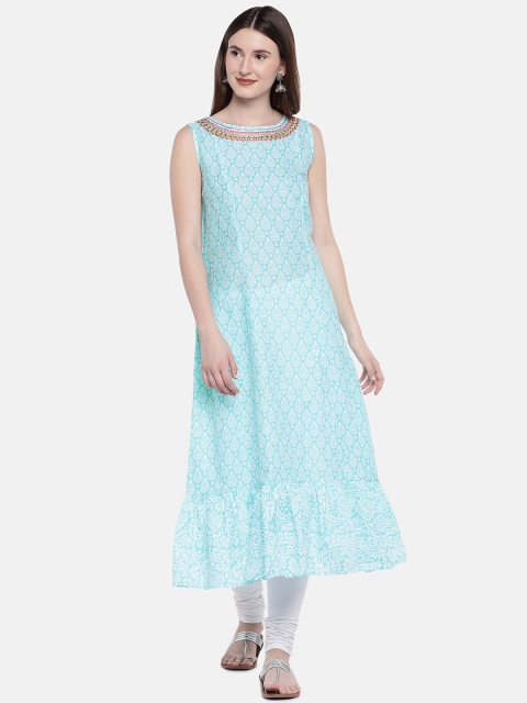 

Globus Women Blue Printed Anarkali Kurta