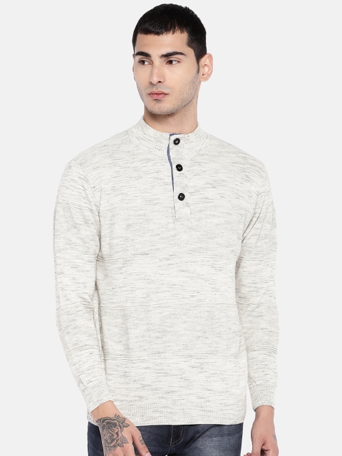 

Globus Men Off-White Solid Sweater