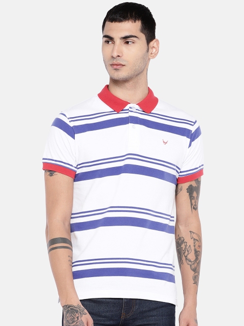 

Globus Men White Striped Polo Collar T-shirt