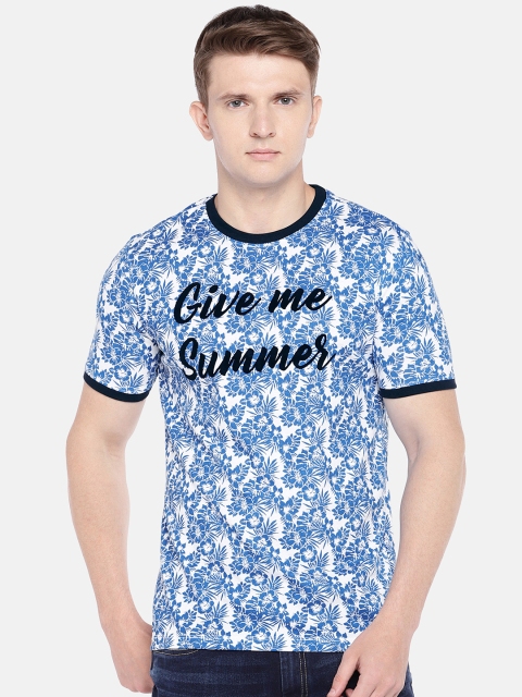 

Globus Men Blue Printed Round Neck T-shirt