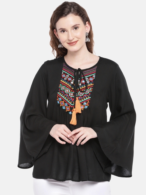 

Globus Women Black Self Design Top