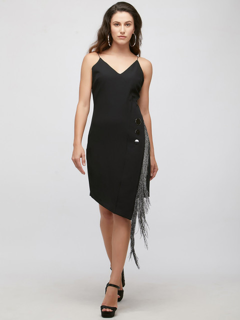 

bebe Women Black Embellished Sheath Dress