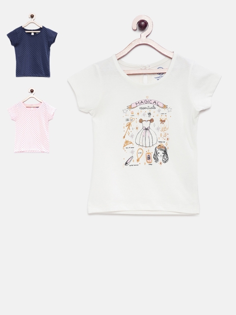 

TAMBOURINE Girls Set of 3 Assorted Round Neck T-shirts
