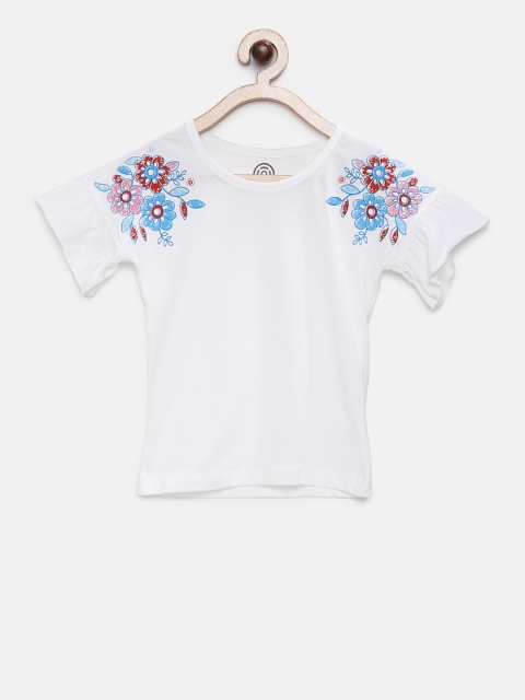 

TAMBOURINE Girls White Printed Top