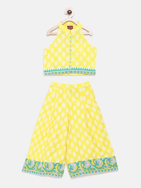 

Twisha Girls Lime Green & Off-White Printed Top with Palazzos