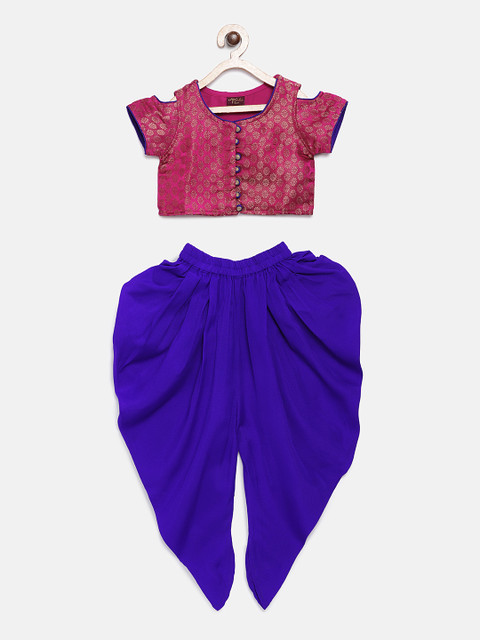 

Twisha Girls Blue Solid Top with Dhoti Pants