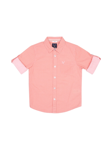 

Allen Solly Junior Boys Peach-Coloured Regular Fit Printed Casual Shirt