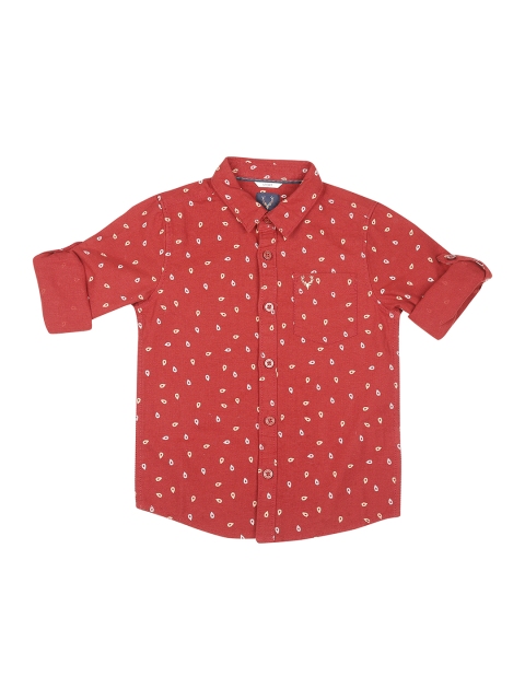 

Allen Solly Junior Boys Red Regular Fit Printed Casual Shirt