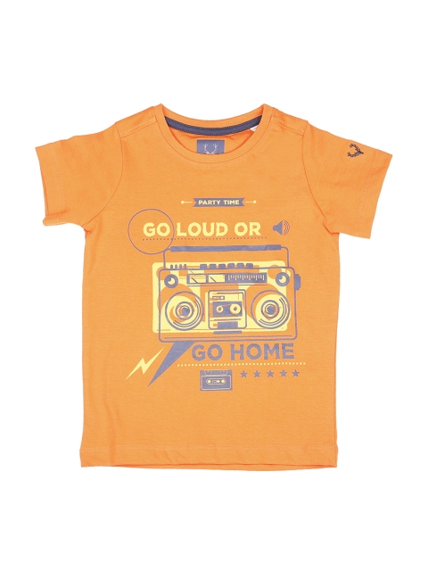 

Allen Solly Junior Boys Orange Printed Round Neck T-shirt