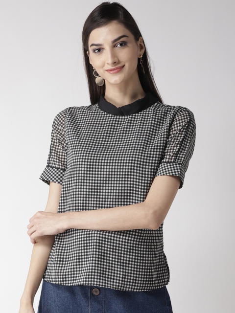 

Rue Collection Women White & Black Checked Top