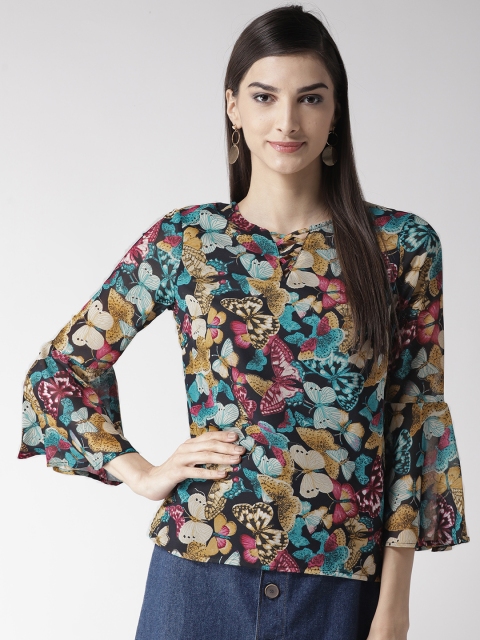 

Rue Collection Women Black & Blue Printed Top