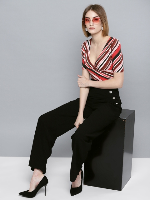 

Harpa Women Black Smart Regular Fit Solid Parallel Trousers