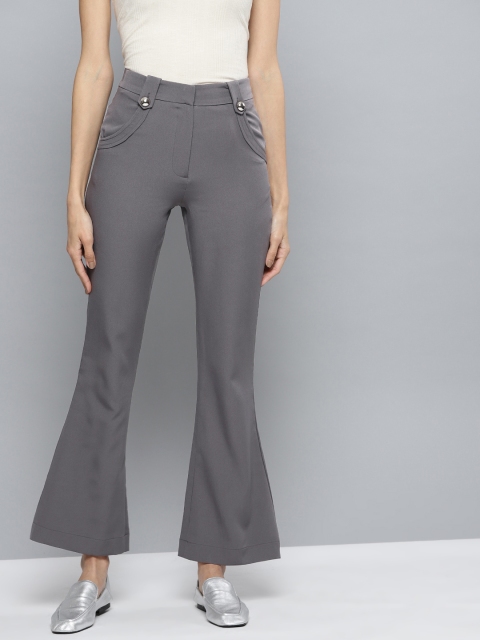 

Harpa Women Charcoal Grey Smart Fit Solid Bootcut Trousers