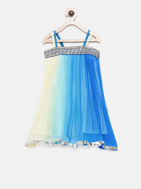 

Twisha Girls Blue & Yellow Dyed A-Line Dress