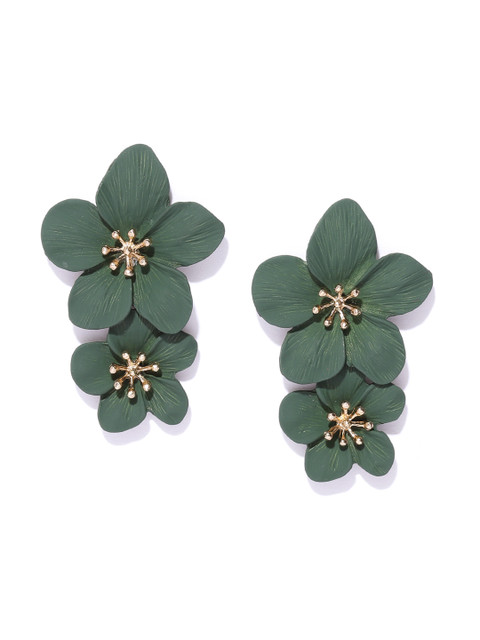 

Bellofox Green Beaded Floral Drop Earrings