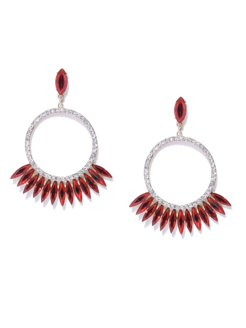 

Bellofox Red Gold-Plated Stone-Studded Drop Earrings