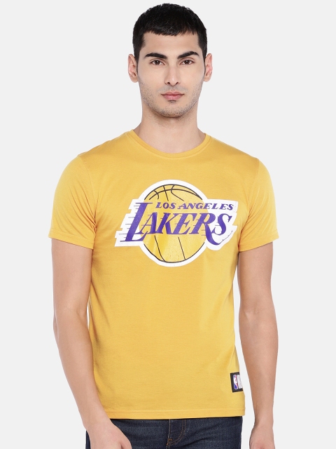 

NBA Men Yellow Los Angeles Lakers Printed Round Neck T-shirt