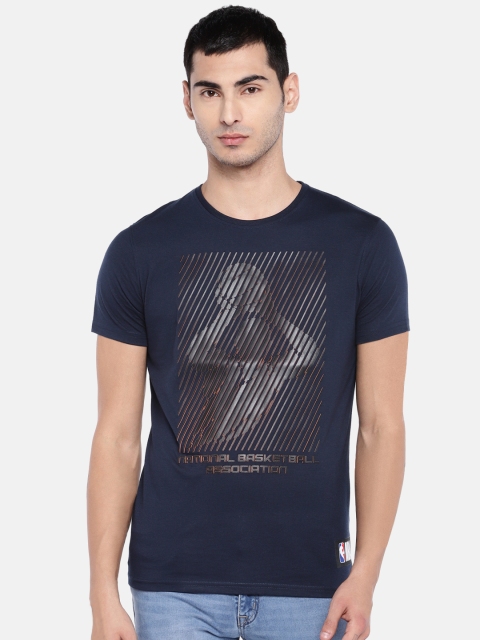 

NBA Men Navy Blue Printed Round Neck T-shirt