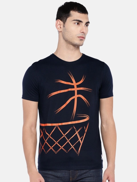 

NBA Men Navy Blue Printed Round Neck T-shirt