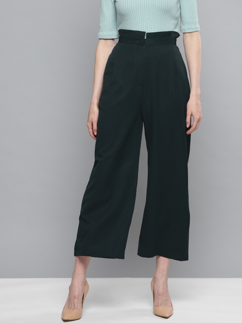 

Marie Claire Women Olive Green Regular Fit Solid Parallel Trousers