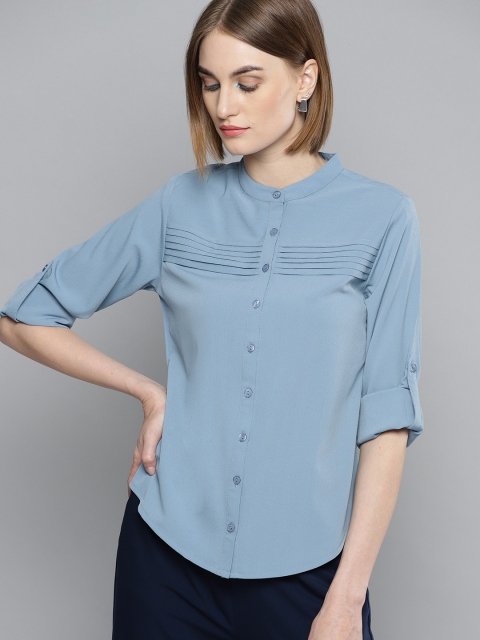 

Marie Claire Women Blue Regular Fit Solid Casual Shirt
