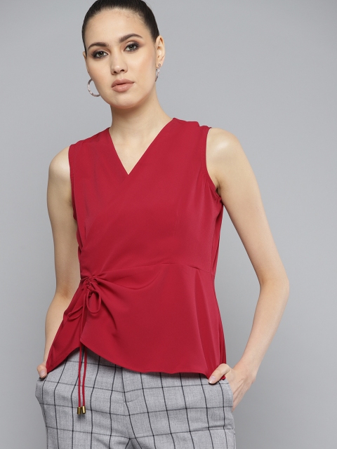 

Marie Claire Women Red Solid Wrap Top