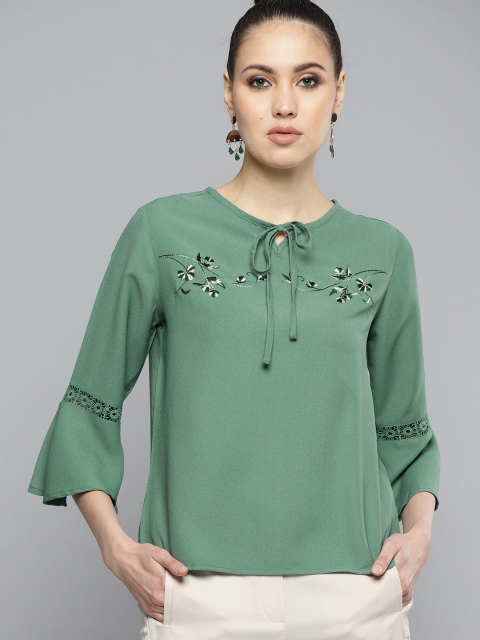

Marie Claire Women Green Solid Top