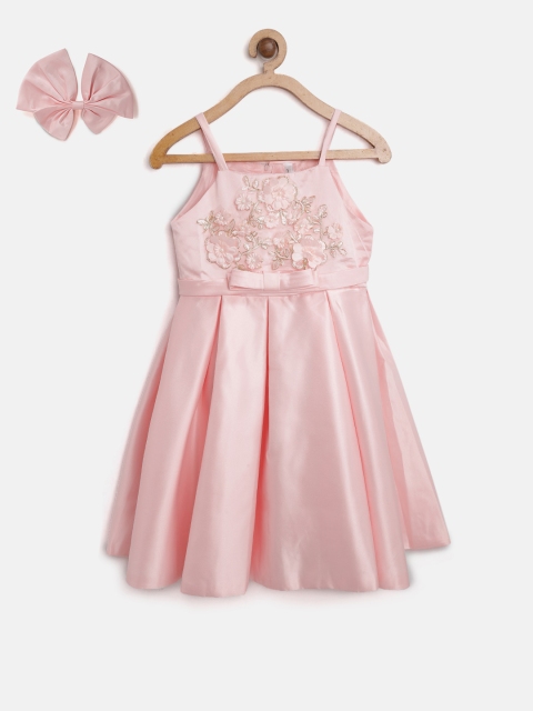 

StyleStone Girls Pink Solid Fit and Flare Dress