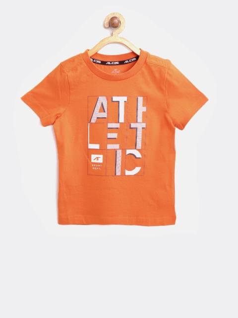 

Alcis Boys Orange Printed Round Neck Training T-shirt