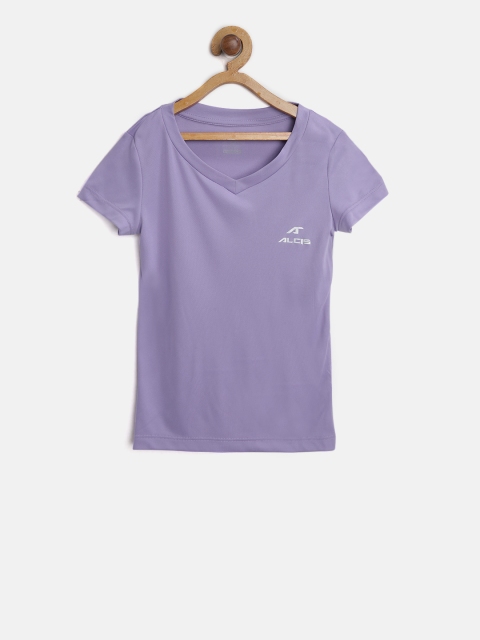 

Alcis Girls Lavender Solid Slim fit V-Neck T-shirt