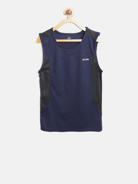 

Alcis Boys Navy Blue & Black Solid Slim Fit Round Neck T-shirt