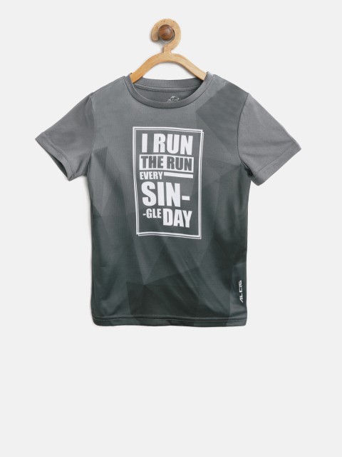 

Alcis Boys Grey Printed Slim Fit Round Neck T-shirt