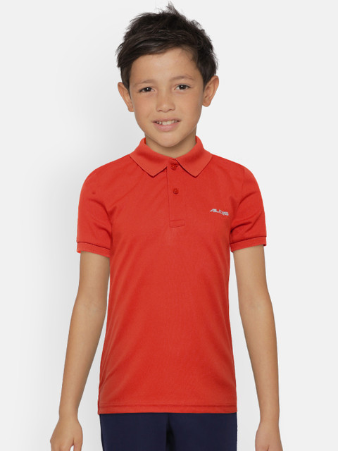 

Alcis Boys Orange Solid Polo Collar T-shirt