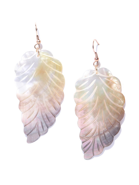 

Blueberry Off-White & Brown Leaf Shaped Drop Earrings