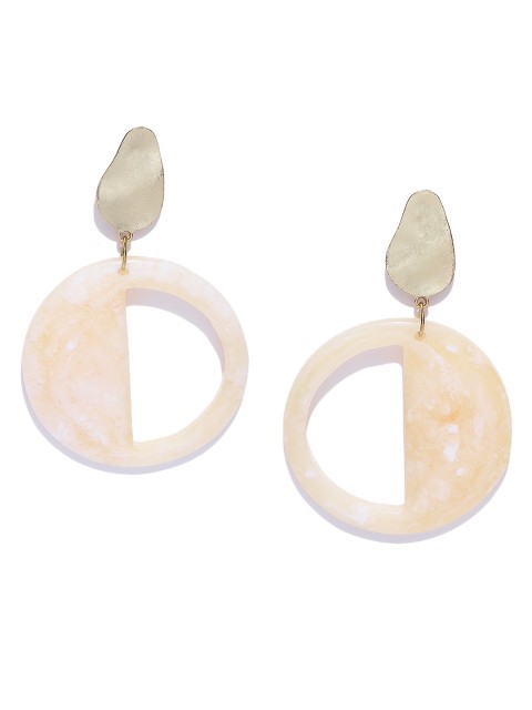

Blueberry Beige & Off-White Gold-Plated Circular Drop Earrings