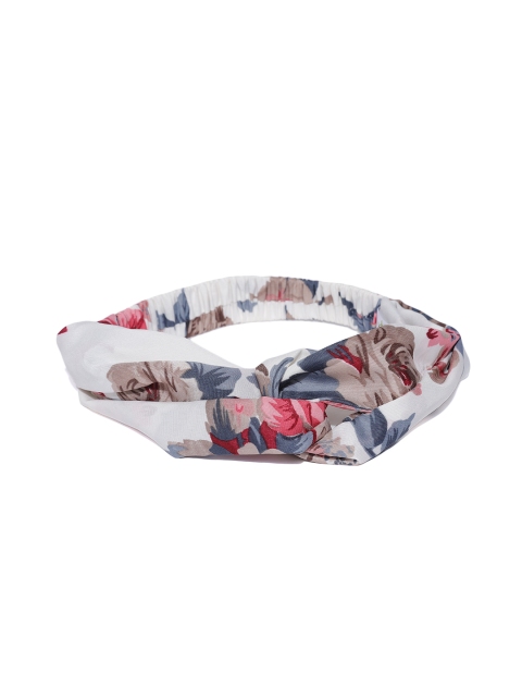 

Blueberry Women White & Pink Floral Print Hairband with Knot Detail