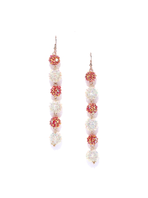 

Blueberry Red & Off-White Beaded Contemporary Drop Earrings