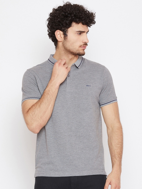 

Okane Men Grey Solid Polo Collar T-shirt