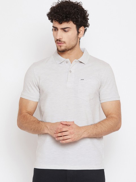 

Okane Men Grey Solid Polo Collar T-shirt